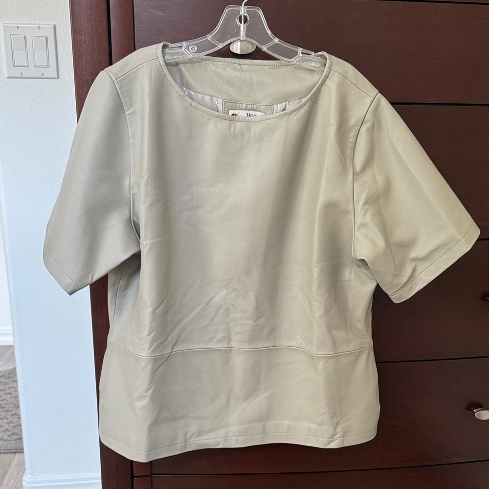 Elegant Taupe Leather Top